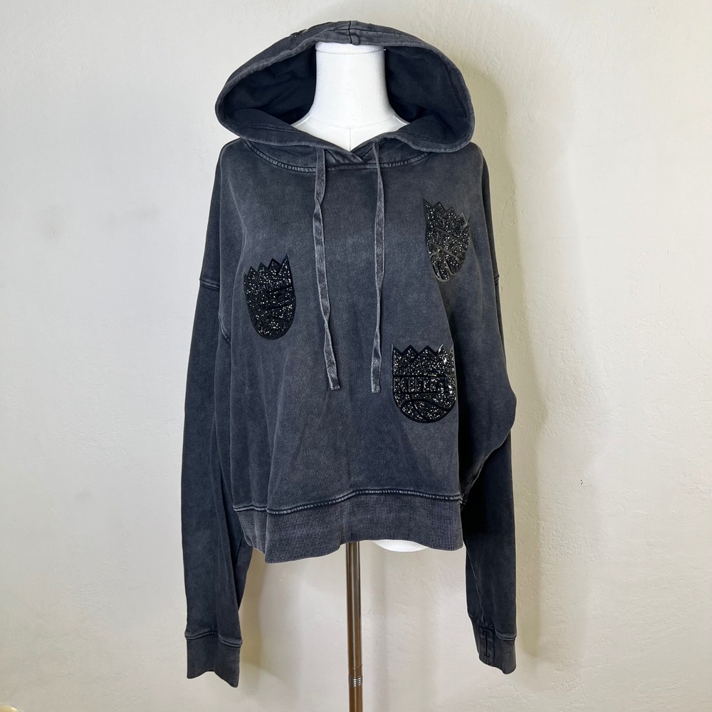 Sacramento Kings Pro Standard Hoodie Women Size XL Washed Black New NBA Logo